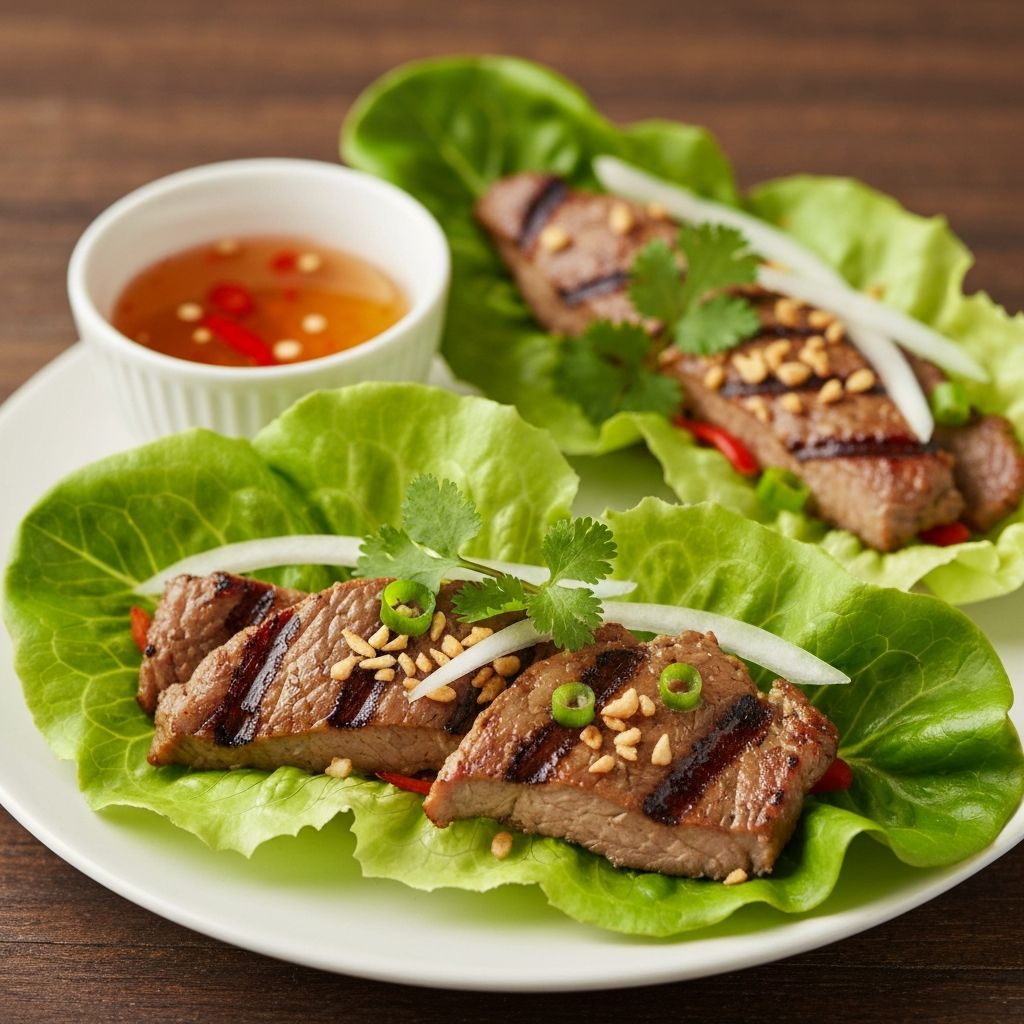 Xà lách cuốn thịt nướng